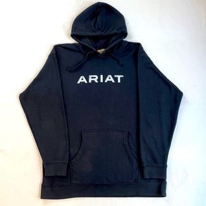 🇺🇸 MEN’S XXL TALL ARIAT BLACK & WHITE AMERICAN FLAG HOODIE EUC